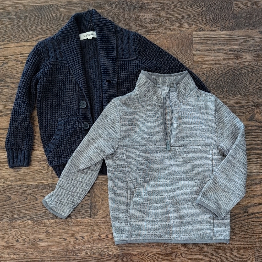 Boys 2-3T/4T Bundle: Blue and Gray Knit Sweaters